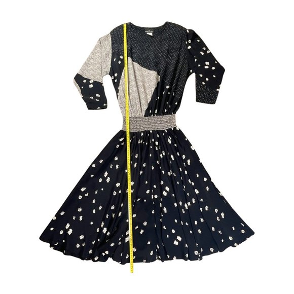 Carole Little Patchwork Geometric Midi dress with Shoulder Pads Size 14 - Picture 3 of 12